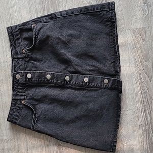 Women's Asos Design Button Front Black Jean Mini Skirt Size 8